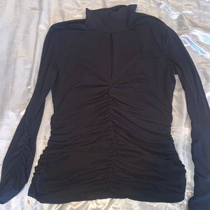 Catherine Malandrino Black Turtleneck Keyhole Top